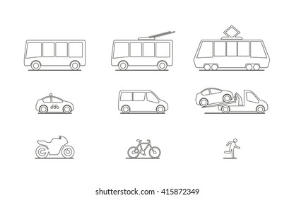 City transport, tram, bus, bike, taxi, trolleybus,