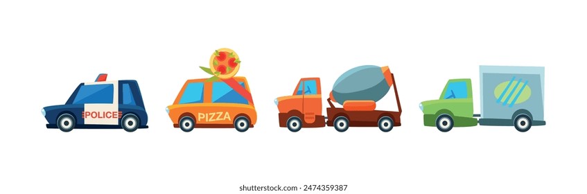 City Transport and Urban Traffic Isolated Vector Set