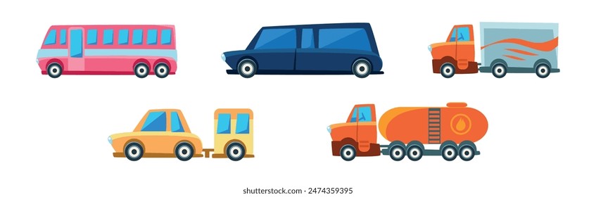 City Transport and Urban Traffic Isolated Vector Set