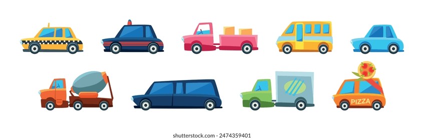 City Transport and Urban Traffic Isolated Vector Set