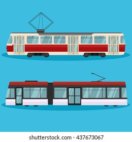 City transport vector flat illustrations. Urban life concept. on blue background.