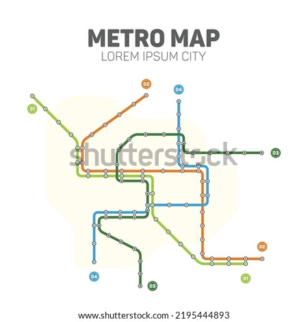 City transportation vector scheme. Metro underground map. Crossrail map design template. Subway tube map. 