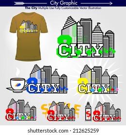 The City. T-Shirt Print. 