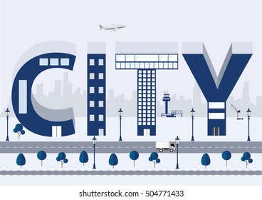 City Typographic illustration. Vector