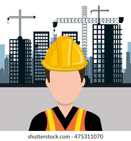 city under construction cityscape background icon vector illustration design