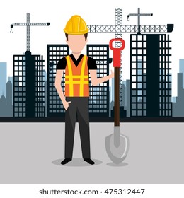 city under construction cityscape background icon vector illustration design