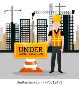 city under construction cityscape background icon vector illustration design