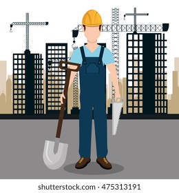city under construction cityscape background icon vector illustration design