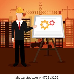 city under construction cityscape background icon vector illustration design