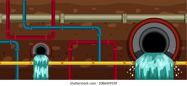 City Underground Pipe Drain Systems  illustration