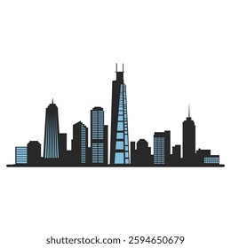 City or Urban City building vector, silhouette style Vector concept. 