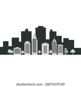 City or Urban City building vector, silhouette style Vector concept.