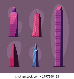 city and urban buildings symbol set