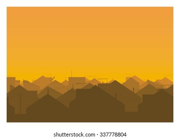 City Urban Houses Silhouette