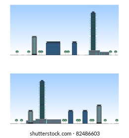 City. Urban section. Architectural project of modern buildings design background, vector