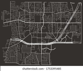 City urban vector map of Bedford, Texas, United States, downtown plan with suburbs, transport network