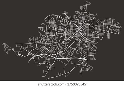 City urban vector map of Burlington, North Carolina, United States, downtown plan with suburbs, transport network