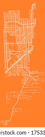 City urban vector map of Coral Gables, Florida, United States, downtown plan with suburbs, transport network