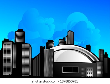 city vector background in chrome style