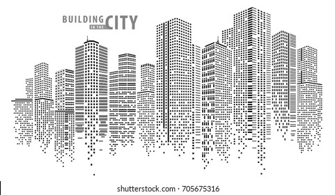 City vector, Building in the night City, skyline Perspective. Architecture vector