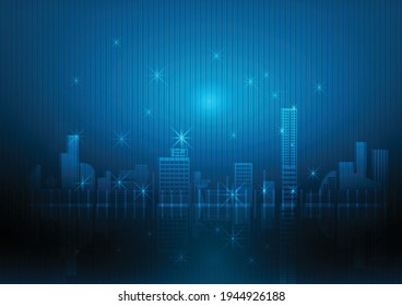 City Vector Cityscape With Space And Neon Light Effect Cutting Edge Technology Science And Technology Abstract Hi Tech Digital City Template For Banner Background.