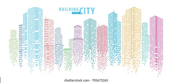 City vector, Colorful Building in the City, skyline Perspective. Architecture vector