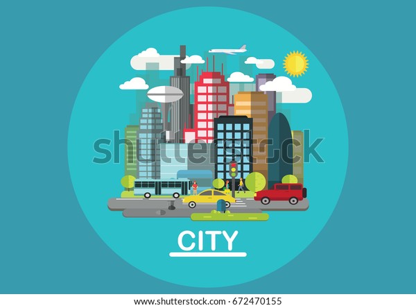 City Vector with Flat\
Design style