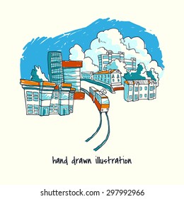 city. vector hand drawn illustration