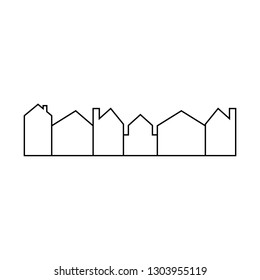 city, vector icon, background, black and white silhouette