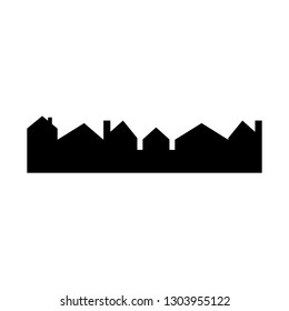 city, vector icon, background, black silhouette of city houses