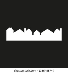 city, vector icon, background, black and white silhouette night town village