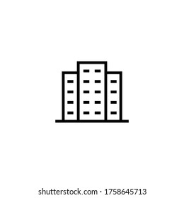 City vector icon in black line style icon, style isolated on white background