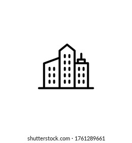 City vector icon in black line style icon, style isolated on white background