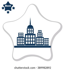 City vector icon. Town symbol. Buildings.