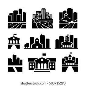 City vector icons set