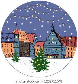 Сhristmas city vector illustration
