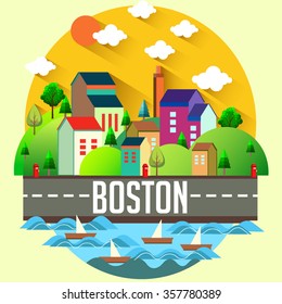 City vector illustration - BOSTON