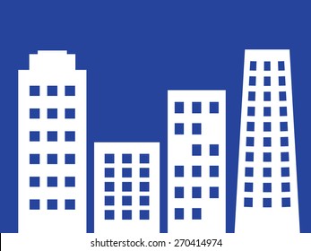 City vector illustration with skyscrapers, simple silhouettes buildings.