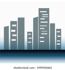 City vector image with white background and blue gradation below it