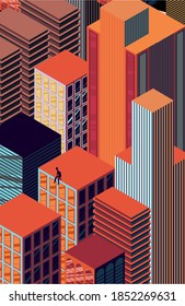 edificio de rascacielos isométrico vectorial de ciudad