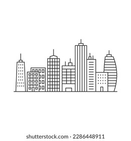 City vector linear icon. Buildings flat sign design. Building symbol isolated pictogram. Real estate UX UI icon symbol outline sign 