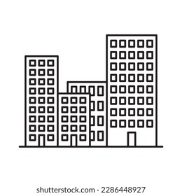 City vector linear icon. Buildings flat sign design. Building symbol isolated pictogram. Real estate UX UI icon symbol outline sign 