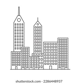 Icono lineal del vector de la ciudad. Diseño de letreros planos de edificios. Símbolo de construcción aislado pictograma. Símbolo de símbolo de símbolo de interfaz de usuario de UX de bienes raíces 