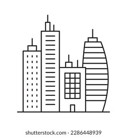 City vector linear icon. Buildings flat sign design. Building symbol isolated pictogram. Real estate UX UI icon symbol outline sign 
