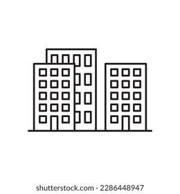 City vector linear icon. Buildings flat sign design. Building symbol isolated pictogram. Real estate UX UI icon symbol outline sign 