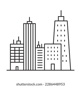 City vector linear icon. Buildings flat sign design. Building symbol isolated pictogram. Real estate UX UI icon symbol outline sign 