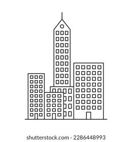 City vector linear icon. Buildings flat sign design. Building symbol isolated pictogram. Real estate UX UI icon symbol outline sign 