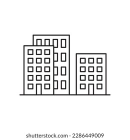 City vector linear icon. Buildings flat sign design. Building symbol isolated pictogram. Real estate UX UI icon symbol outline sign 