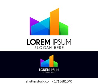 Plantilla de diseño del logotipo del vector de ciudad. Icono de construcción creativa. Logo moderno para la identidad de la empresa. Elemento de símbolo colorido