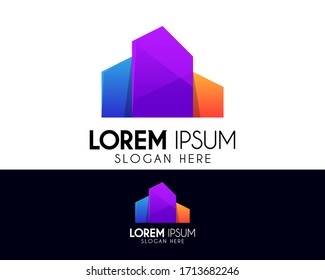 City vector logo design template. Creative building construction icon. Modern logo for company identity. Colorful symbol element